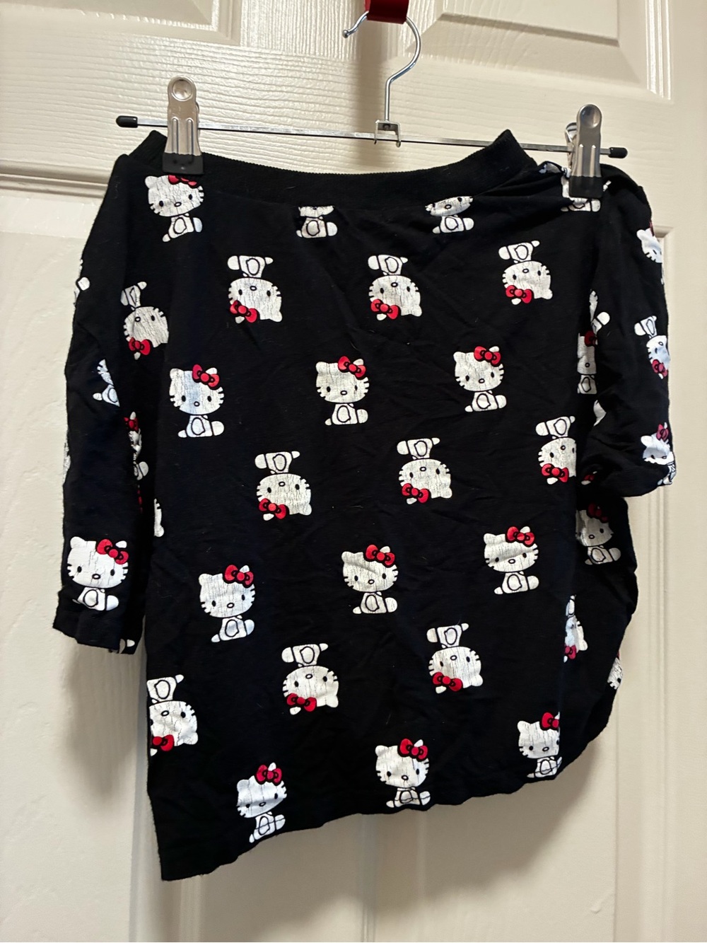 Hello Kitty Black Print Skirt — Black with White & Red Accents